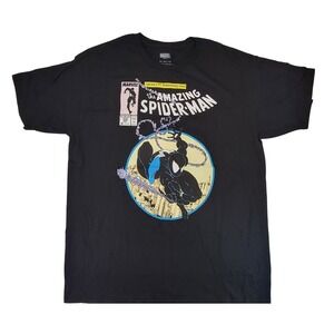 Marvel Spider‎ Man Black Suit 25th Anniversary Comic Mens T Shirt 2XL